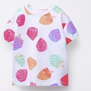 Zara Colorful Strawberry Print Kids Shirt Size 2 Nwt